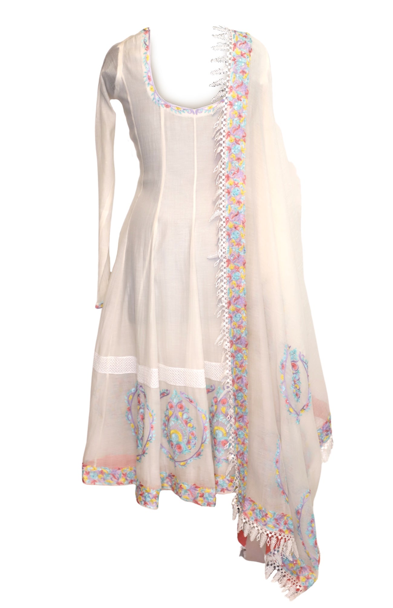 White Mull Anarkali