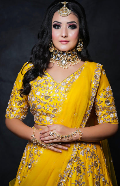 Yellow Raw Silk Lehnga