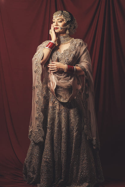 Lavender Lehnga Choli With Zircon And Zardozi Embroidery