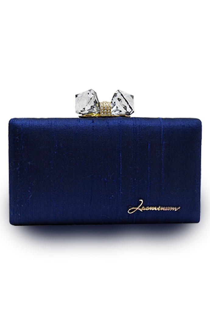 Blue Embroidered Clutch