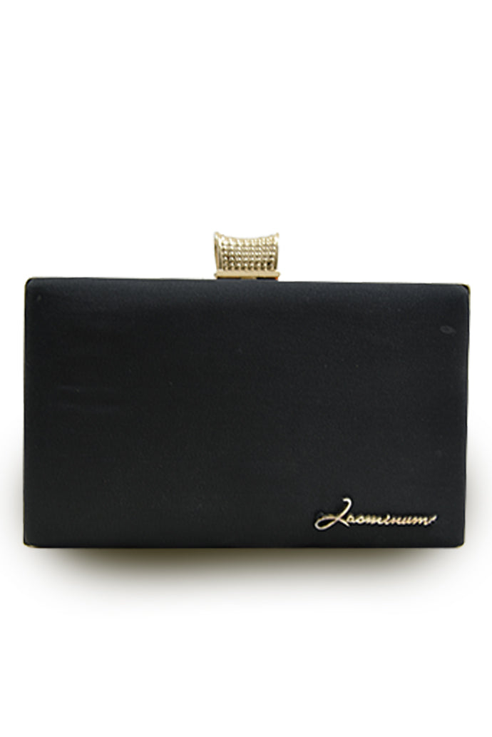 Black Embroidered Clutch