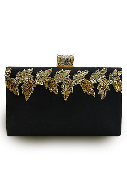 Black Embroidered Clutch