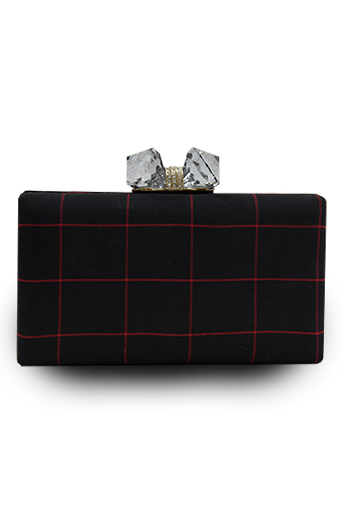Black Plaid Clutch