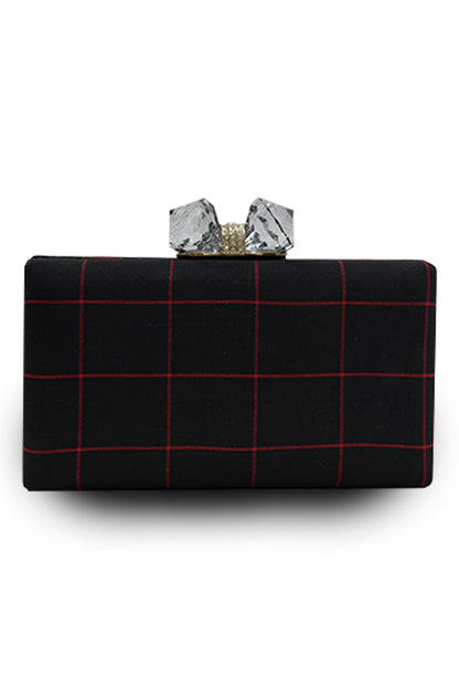 Black Plaid Clutch
