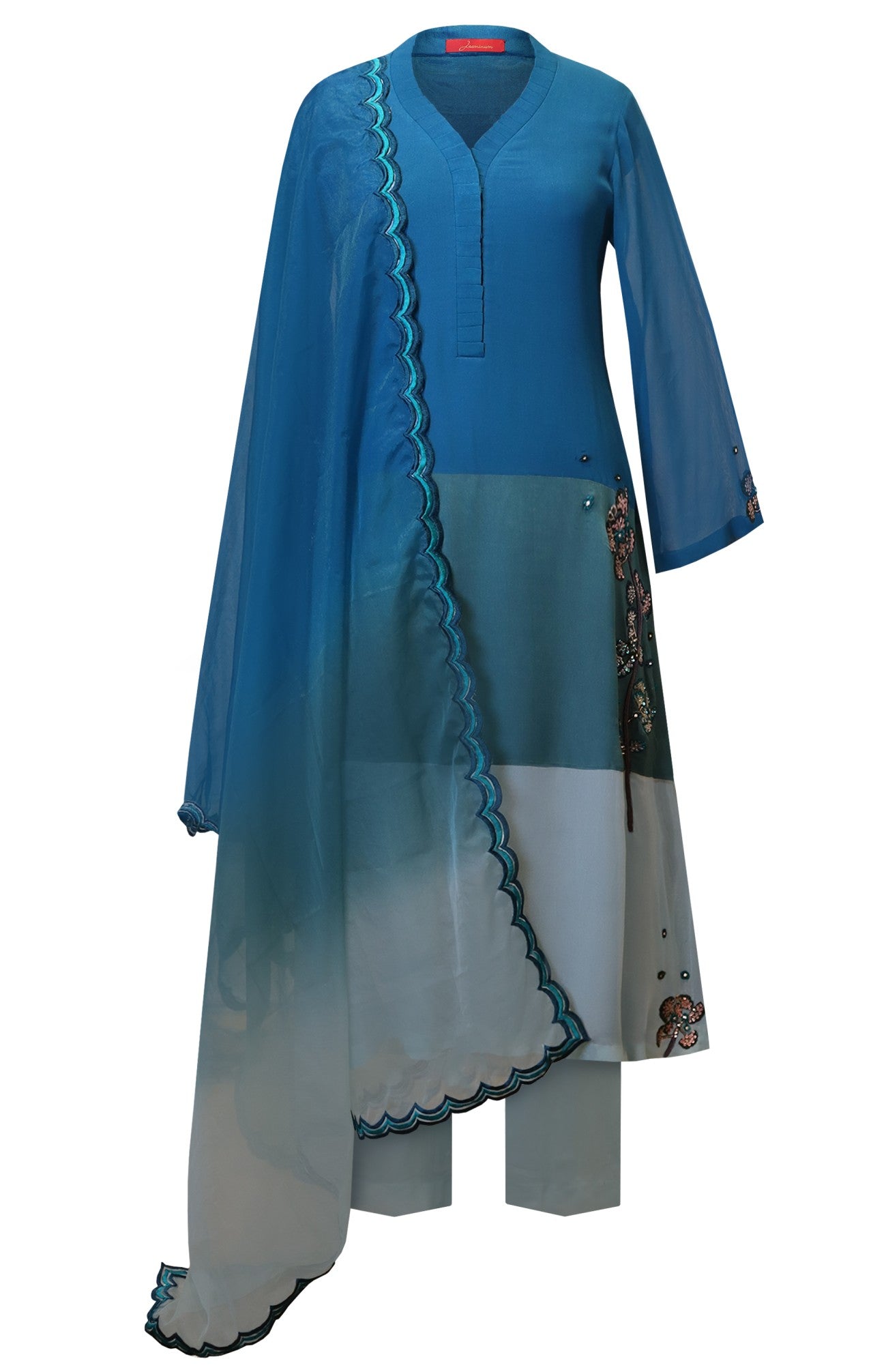 Colour Block Georgette Suit