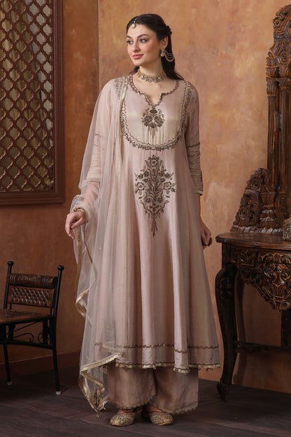 Organza Anarkali - BEIGE