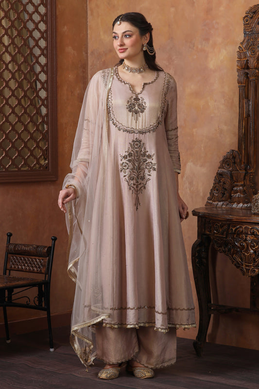 Organza Anarkali - BEIGE