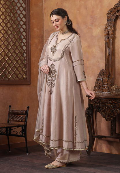 Organza Anarkali - BEIGE