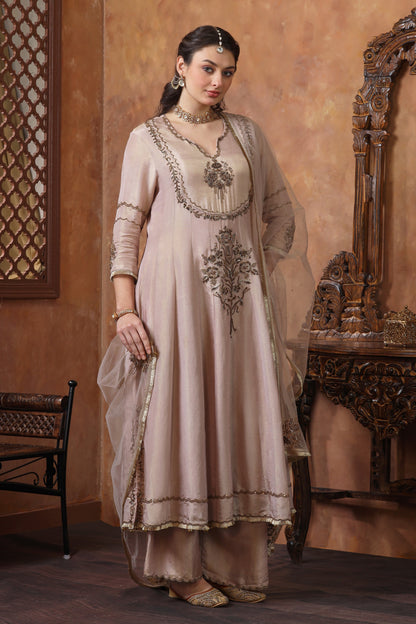 Organza Anarkali - BEIGE