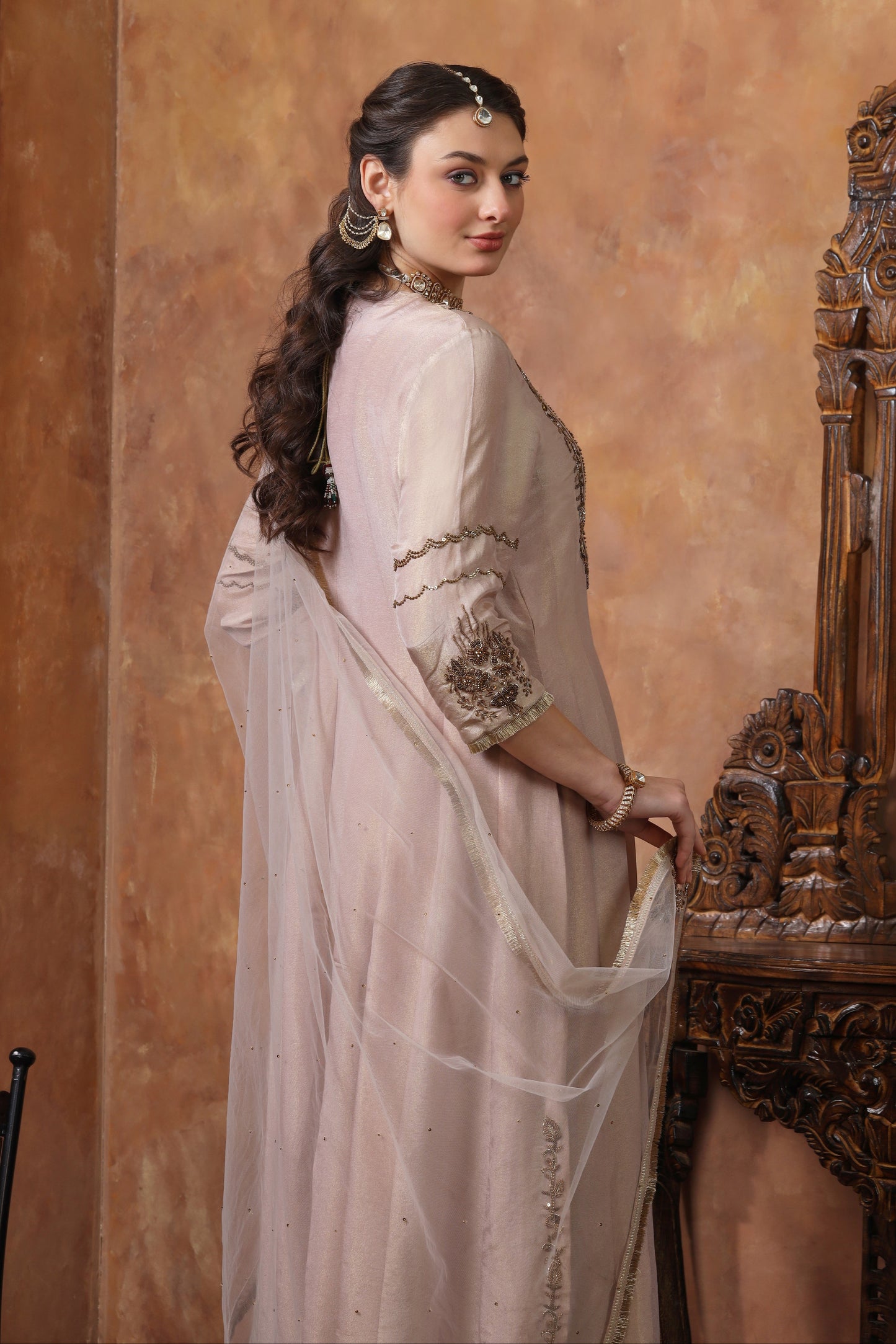 Organza Anarkali - BEIGE