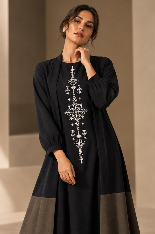 Turkish Motif Long Cape Kurta Set