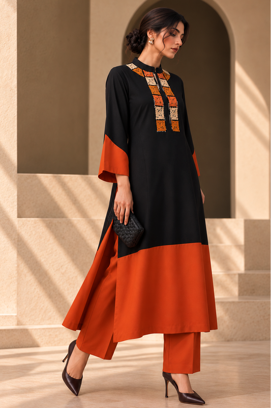 Colour Block Kurta Set