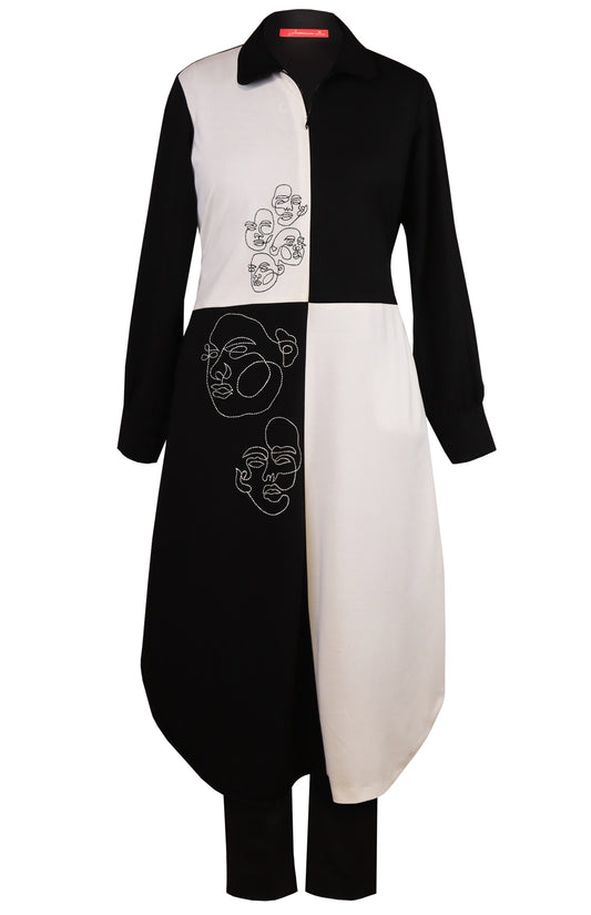 Colour Block Kurta Set