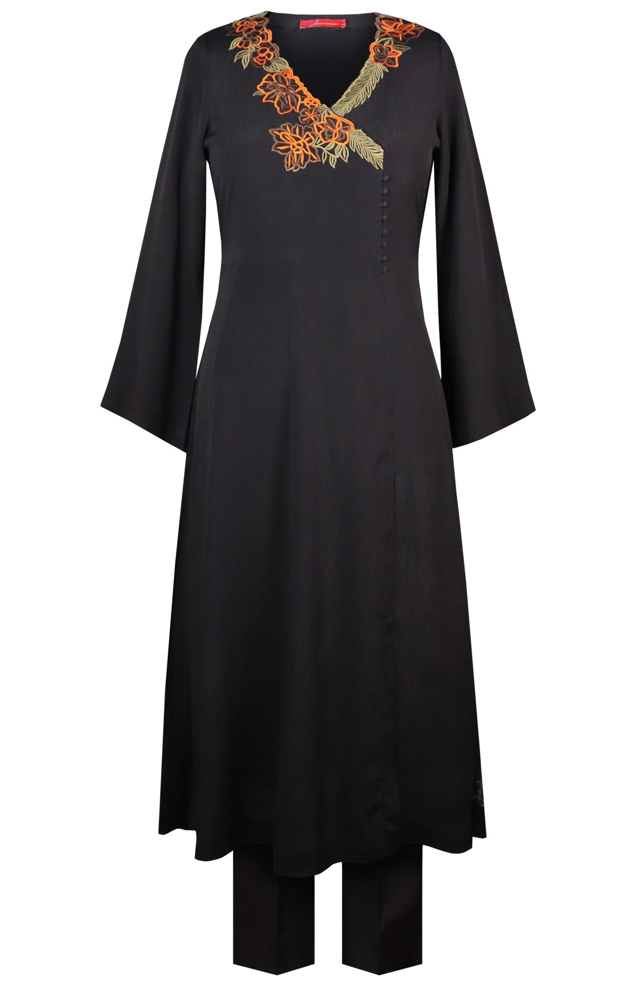 Asymmetric Kurta Set With Cutwork Embroidery