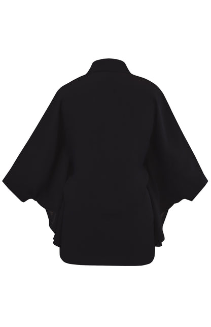 Black Crepe Poncho Cape