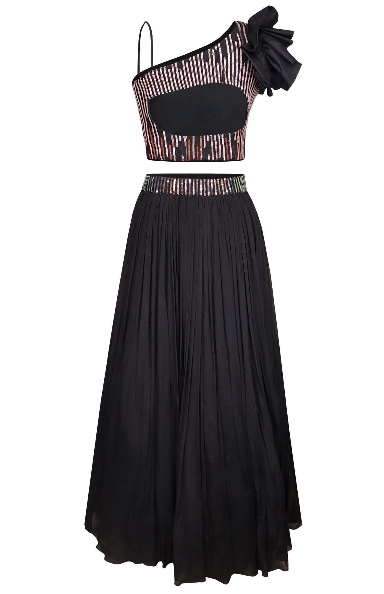 Black Crop Top Lehnga