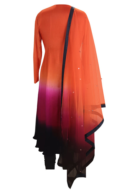 Black Currant Ombré Chiffon Anarkali