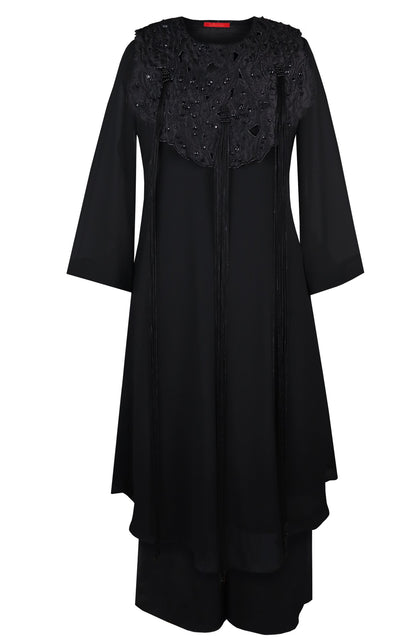 Georgette Kurta Set With Cutwork Shrug