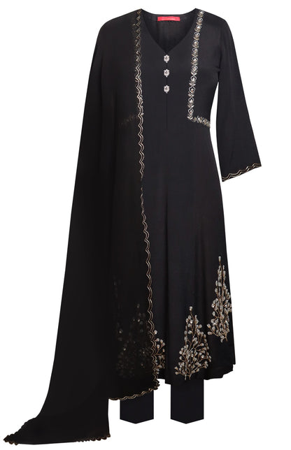 Kalidar Suit With Dabka Embroidery