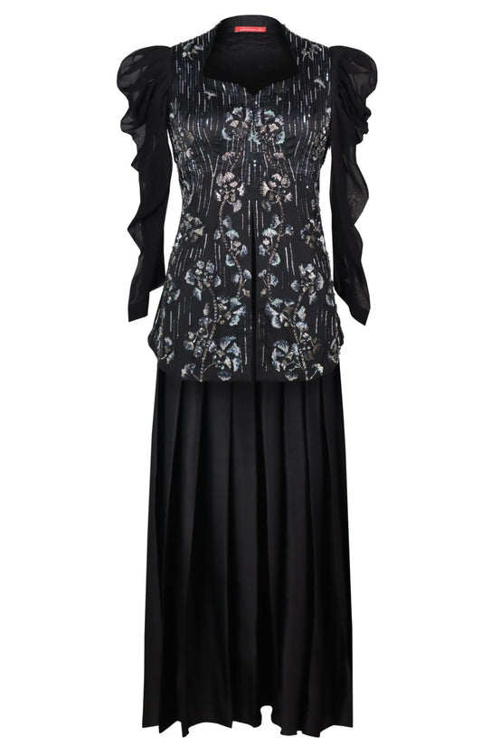 Oyster Jacket With Lungi - BLACK