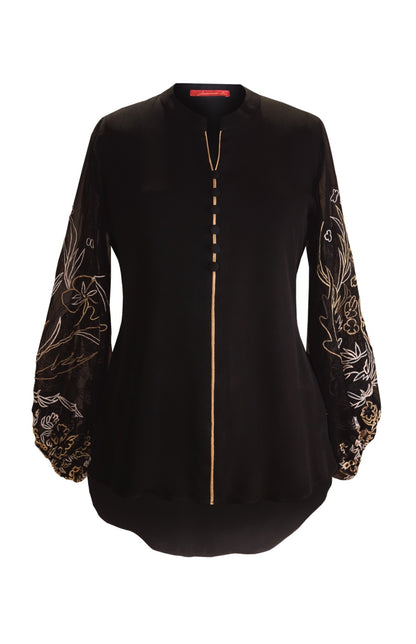 Balloon Sleeves Crepe Top