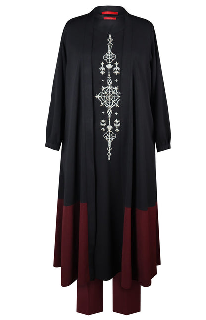 Turkish Motif Long Cape Kurta Set