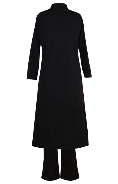 Black Woolen Co-ord With Cape