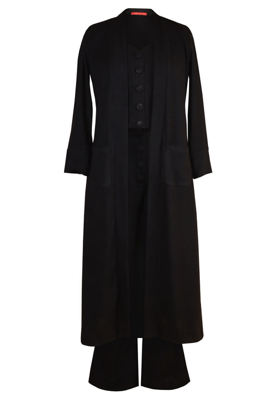 Black Woolen Co-ord With Cape