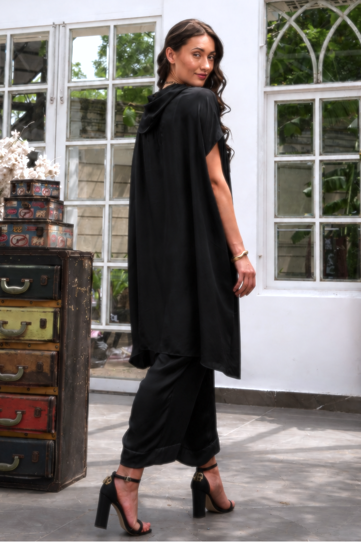 Turtle Cowl Co-ord Set - BLACK
