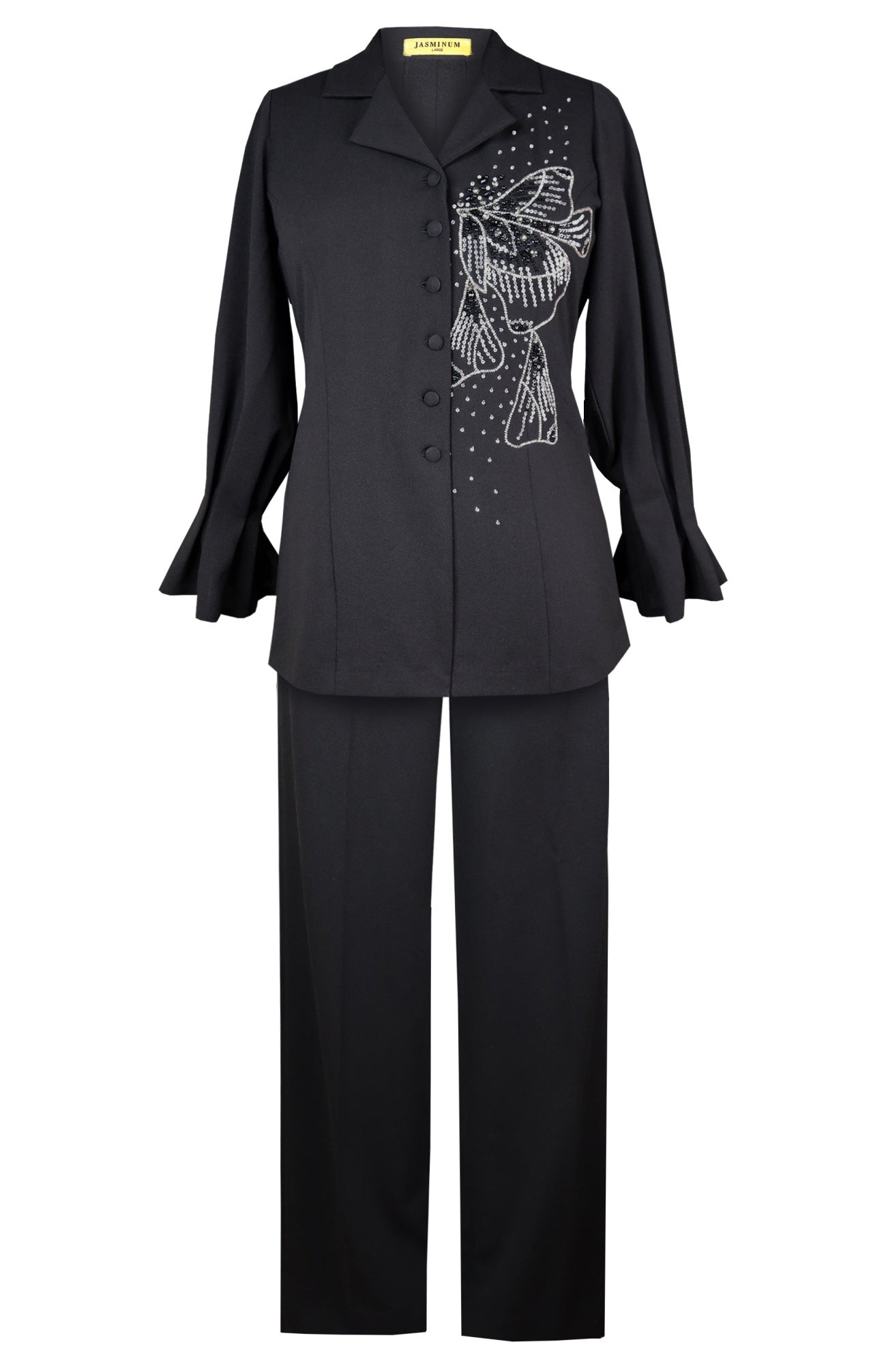 Glasswing Split Button Co-ord Set - BLACK