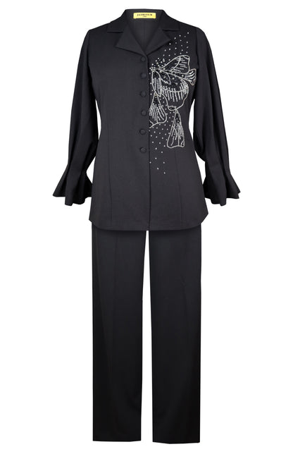 Glasswing Split Button Co-ord Set - BLACK