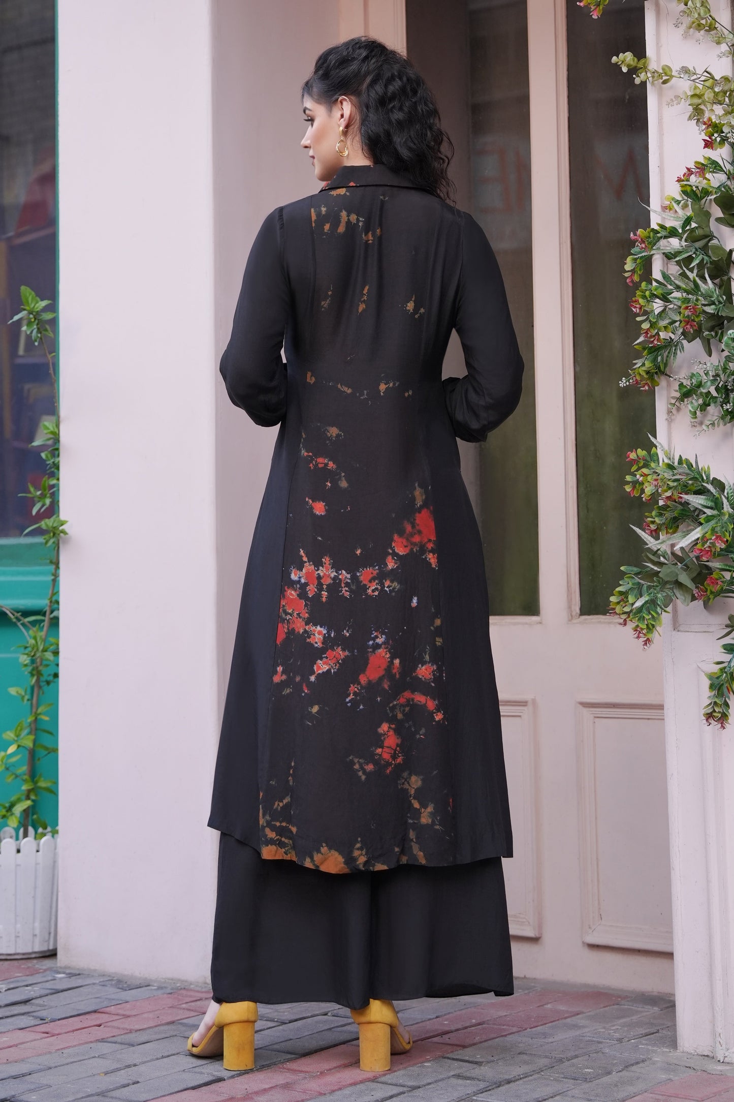 Mul Mul Tie & Dye Kurta Set - BLACK