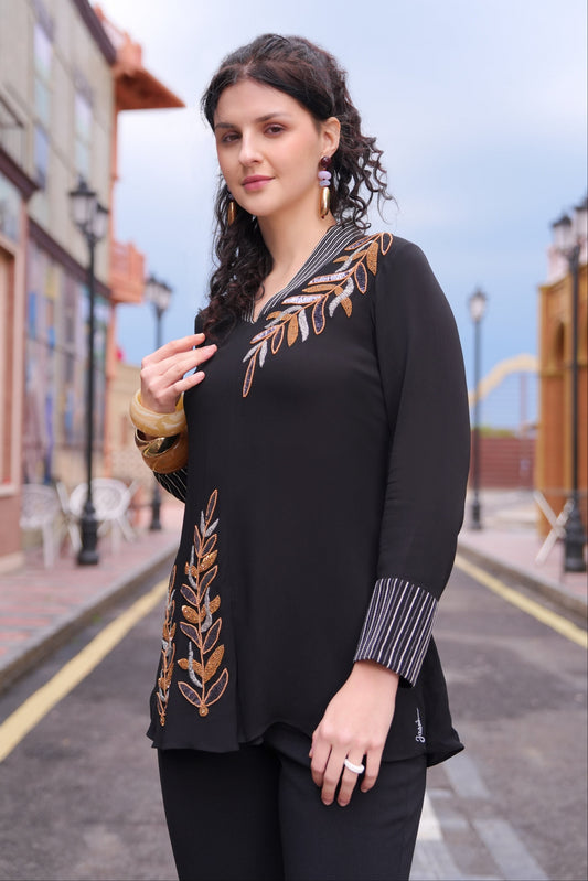 Palm Leaves Top - BLACK