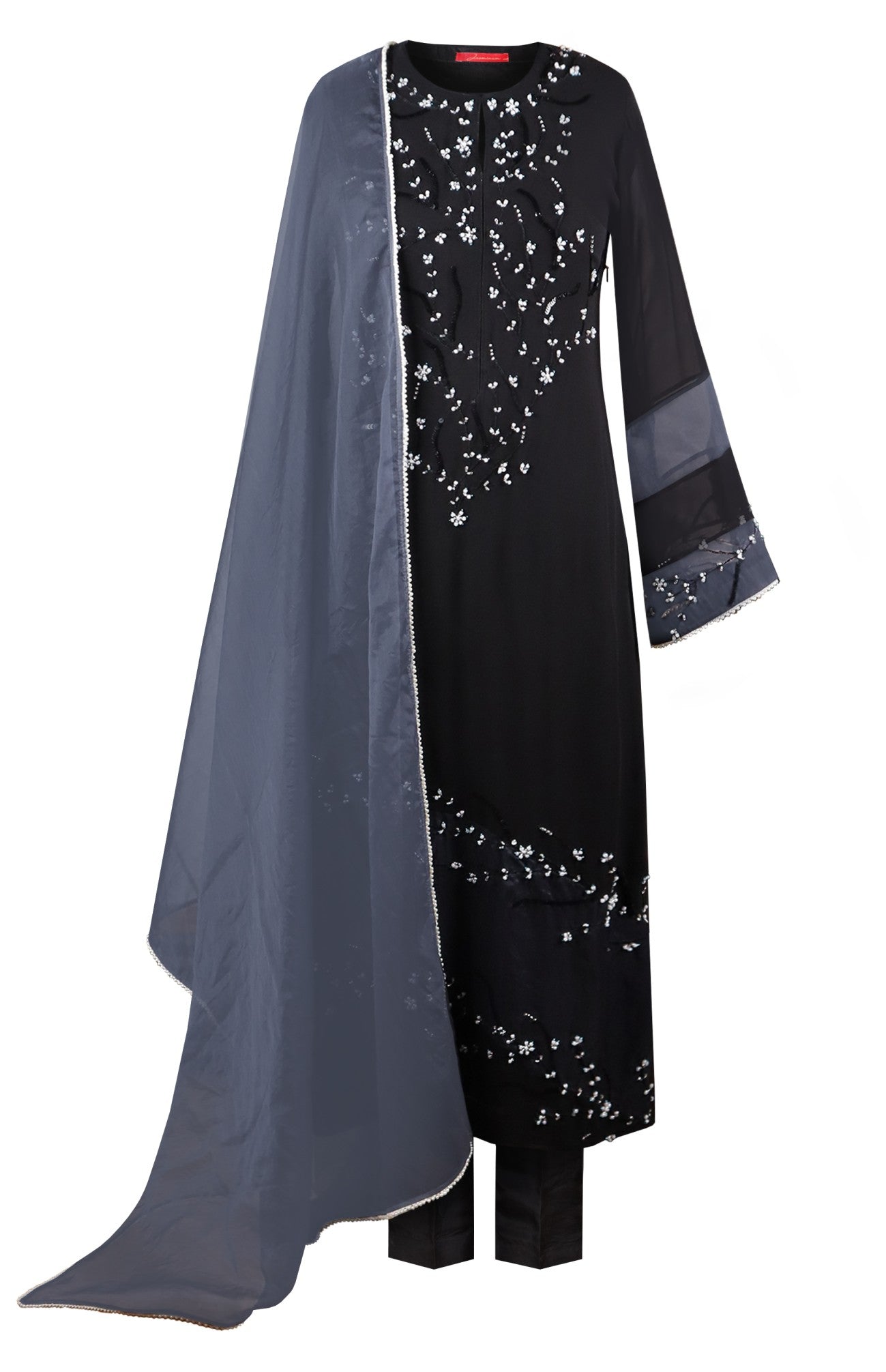 Georgette Suit With Organza Block