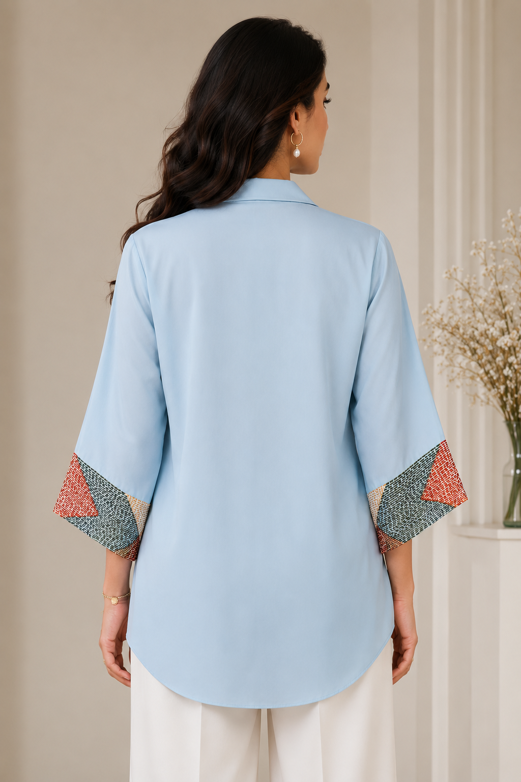 Georgette Shirt With Bird Motif