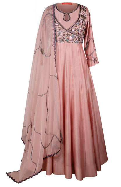Kora Silk Anarkali Gown - BLUSH