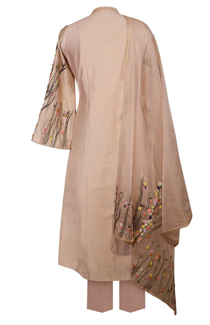 Kora Silk Kalidar Suit With Dori Embroidery - BLUSH