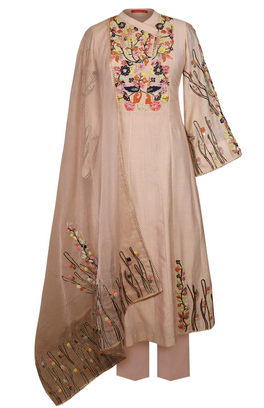 Kora Silk Kalidar Suit With Dori Embroidery - BLUSH