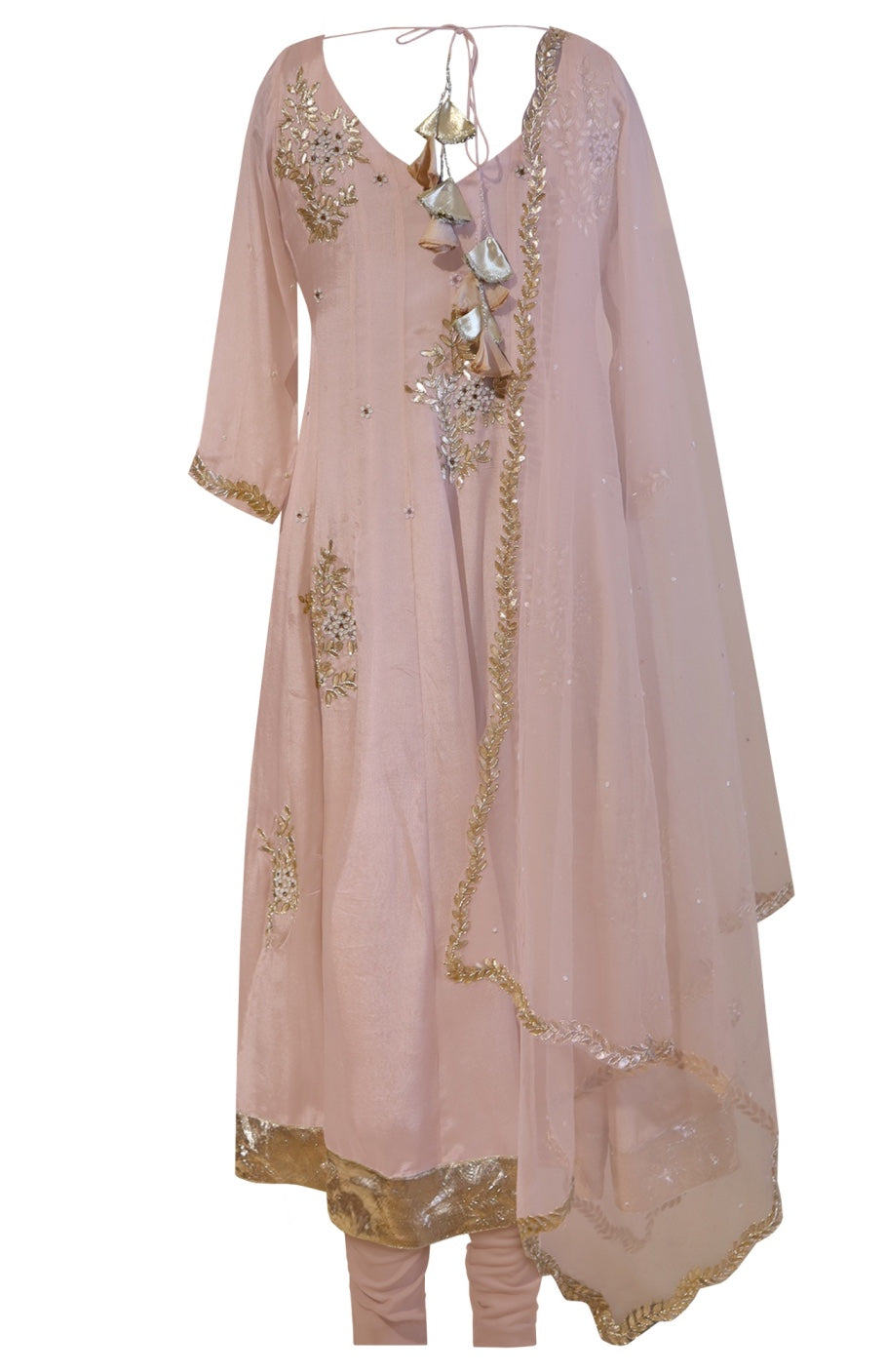 Chiffon Anarkali With Gota Patti Bootas