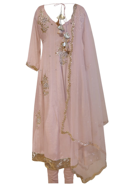 Chiffon Anarkali With Gota Patti Bootas
