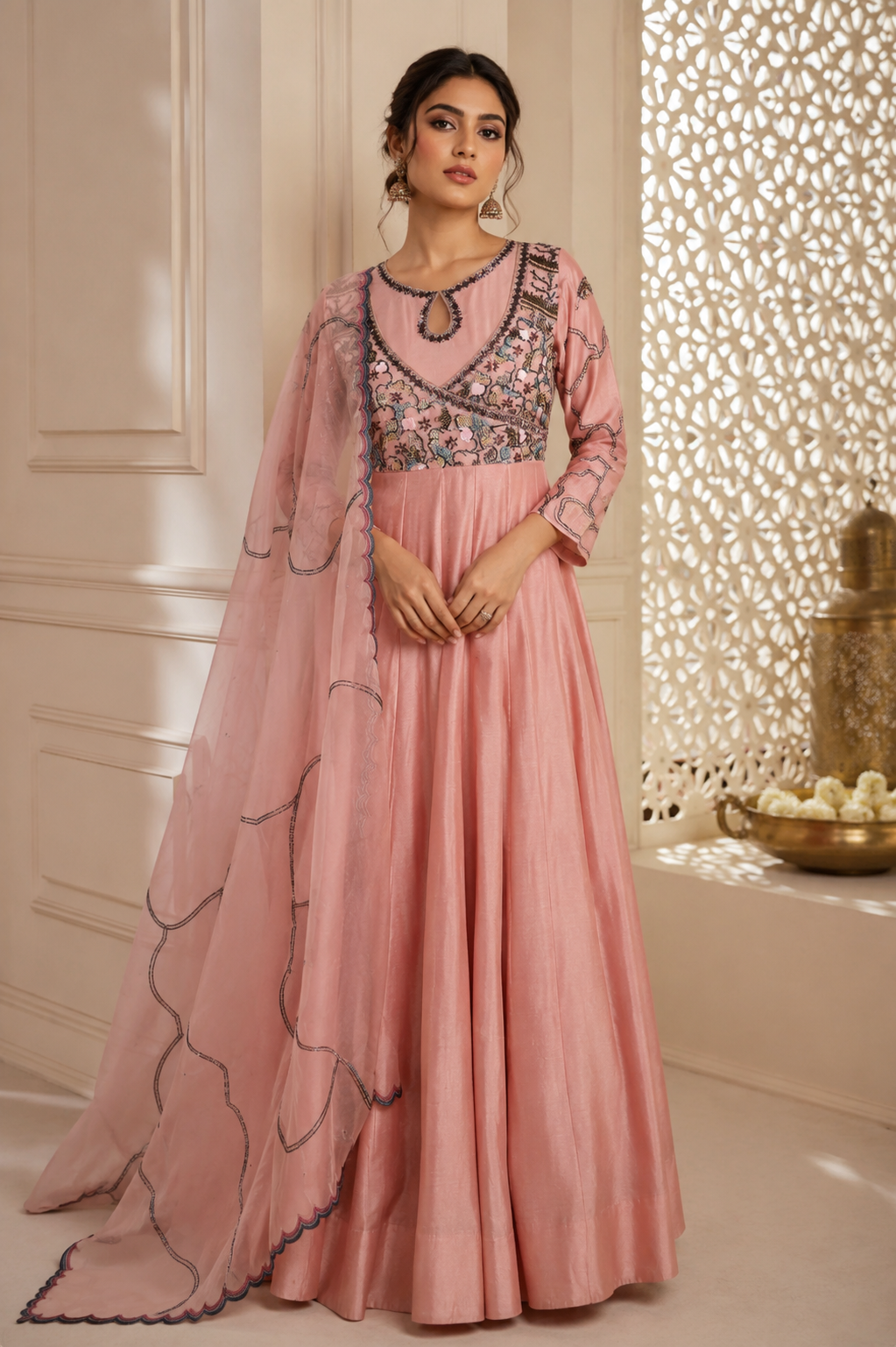 Kora Silk Anarkali Gown
