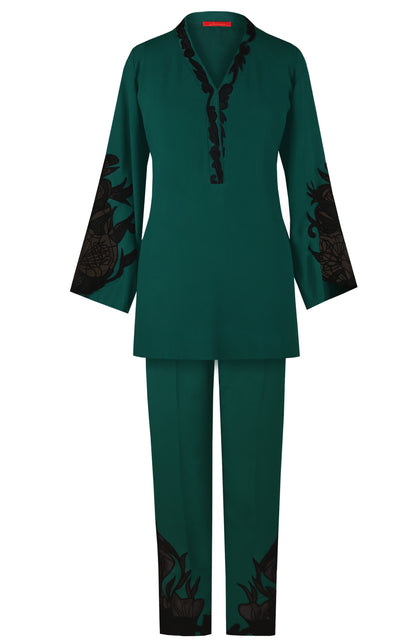 Appliqué Embroidery Crepe Co-ord Set