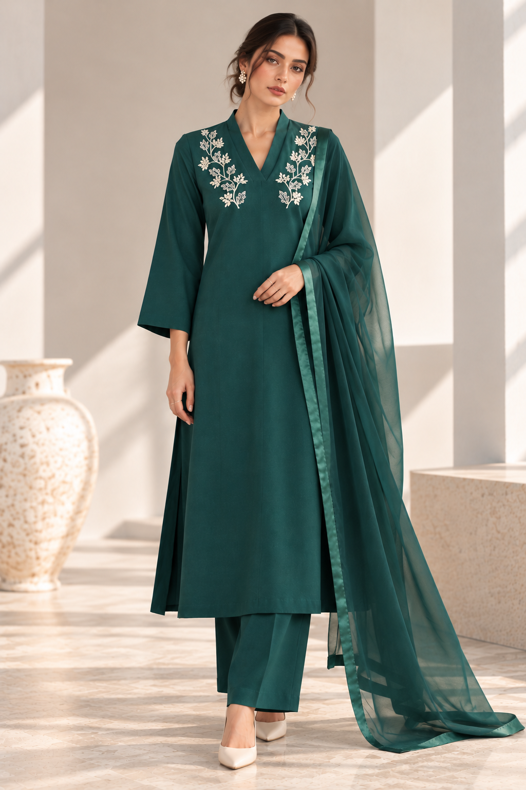 Grape Vine Embroidery Kurta Set