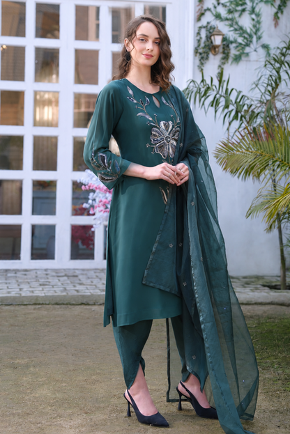 Daisy Georgette Suit With Tulip Pants - Greige