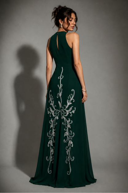 Georgette Halter Maxi - BOTTLE GREEN