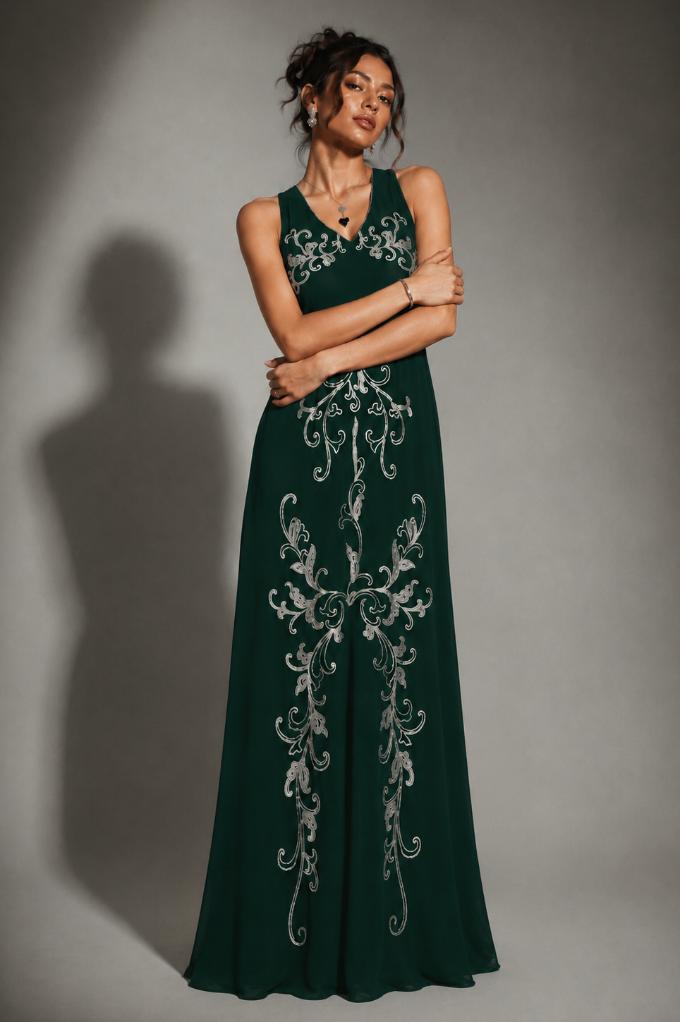 Georgette Halter Maxi - BOTTLE GREEN