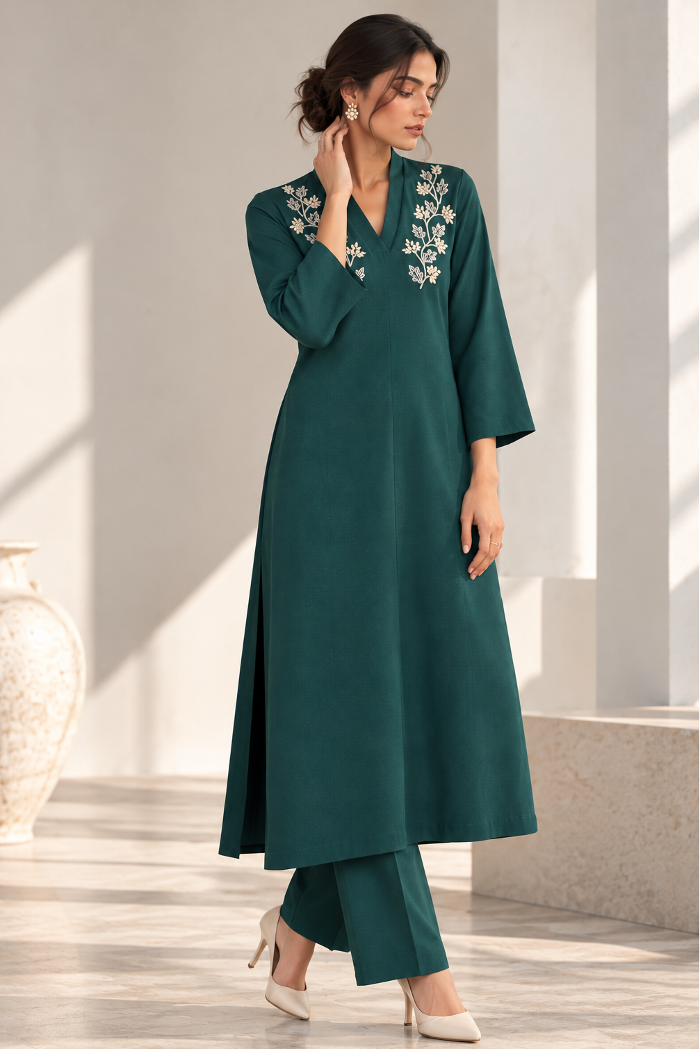 Grape Vine Embroidery Kurta Set