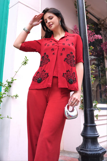 Ferns Double Layer Shirt - BRICK-O-LA