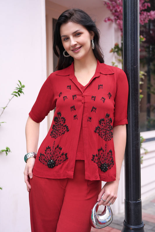 Ferns Double Layer Shirt - BRICK-O-LA