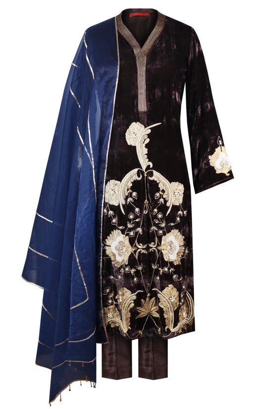 Velvet Suit With Aari Embroidery